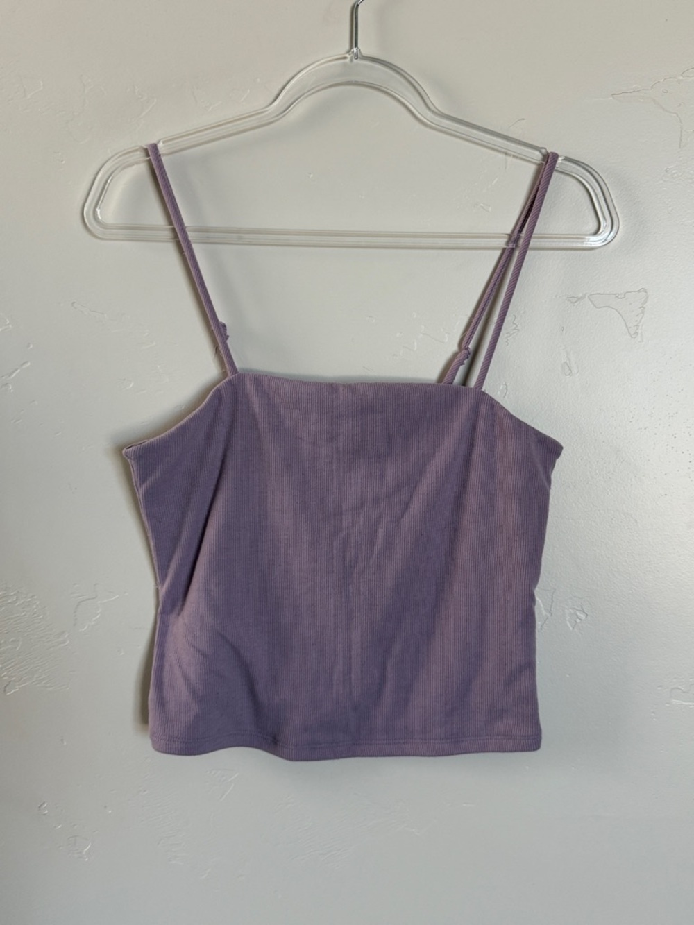 Active USA Lavender Ribbed Spaghetti-Strap Crop Cami